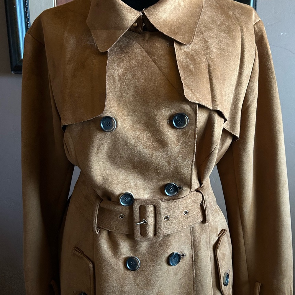 New York and Company Chic Brown Trench Coat EUC Size XL - Picture 9 of 14
